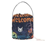 Nightmare Halloween Happy Welcome Crochet Tote Bag Crochet Bag Organizer Portable Storage Bag for Crochet Tool Knitting Storage
