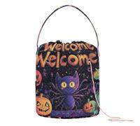 Nightmare Halloween Happy Welcome Yarn Bags Knitting Project Bags with Holes Travel Bag for Crochet Hook Travel Knitting