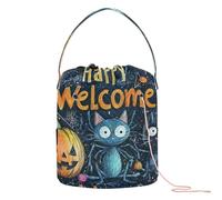 Nightmare Halloween Happy Welcome Yarn Bags Yarn Travel Bag with Holes Yarn Tote for Crochet Tool Storage Crochet