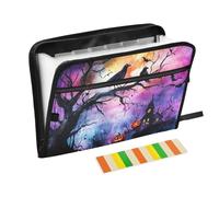 Nightmare Halloween Tree Crows Pumpkin File Organizer Expanding Folder 13 Pockets A4 Letter Size with Zipper Closure for File Organizer Folder