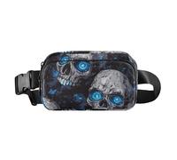 Nightmare Skull Blue Neon Eyes Fashion Fanny Waist Pack for small businessmen Waterproof with Adjustable Strap for Travel Shopping Running mochilas para hombres de cintura, Nightmare skull blue neon