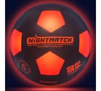 NIGHTMATCH Illuminated football, official size 5, complete set, 2 sensor-activated LEDs for fun in the dark, ideal for small and large, light football, children's light ball, football (black/orange)