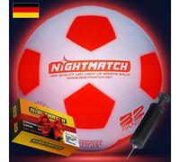 NIGHTMATCH LED Light Up Football - Glow in The Dark Size 5 with 2 LEDs, 8 Batteries & 1 Pump - Water Resistant - Kids' Birthday Gift