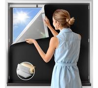 NIGHTON 100% Blackout Curtains for Bedroom, No Drill Black out Blinds With Upgraded Hook and Loop Tape, Portable Blackout Curtains for Window Cover Baby Nursery,Travel,RV- 1 Panel Black 16''W x 60'' L
