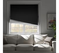 NIGHTON 100% Blackout Window Cover 48''W x 36'' L, No Drill Black Out Blinds with Upgraded Hook and Loop Tape, Portale Blackout Curtais for Bedroom/Bayb Nursey/Travel/RV - (1 Panel Black)