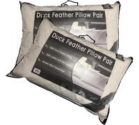 NIGHTS Hotel Quality 100% Duck Feather Pillow Pair Soft Extra Filling Pillow 100% Duck pillow, Black piping, Genuine (4)