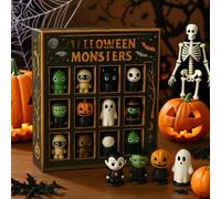 Nights of Fright - Halloween Countdown Box with Figurines, Halloween Advent Calendar 2025 Gift Box, Scary Doll Collectible Horror Figures, Hanging Charms & Mini Decorations