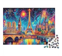 Nightscape 1000 Pieces Landmarks Jigsaw Puzzle for Adults Thick Paper Big Ben Eiffel Tower Brain Training European City Puzzle Home Decor 38x26cm/1000pcs