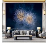 Nightscape Fireworks Over The City Photo Mural - 150 x 105 cm Non-Woven Premium Fleece Wall Mural - High Definition Art Print Teen Bedroom Game Room Decoration Environmental Friendly Photo Wallpaper