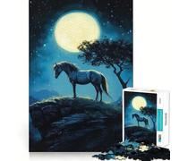 Nightshadow Horse Hard Jigsaw Puzzle for Adults 1000 Pieces Smart Game Home Enjoy Image Assembly Festive Gift (38x52cm)