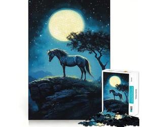 Nightshadow Horse Hard Jigsaw Puzzle for Adults 1000 Pieces Smart Game Home Enjoy Image Assembly Festive Gift (38x52cm)