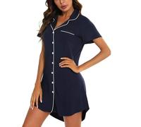 Nightshirts For Women Button Up - Cotton Nightdresses For Women Uk Plain - Soft Sexynightwear Nightshirts Plus Size Nightwear Cotton Softy Pyjama Set Satin Oodie Nightie Navy