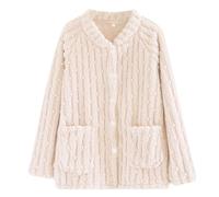 Nightshirts For Women Long Sleeve Button Flannel Nightdress Thickened Thermal V Neck Nightwear With Pockets Autumn/Winter Homewear Tops Plus Size Cardigan Soft Cosy Fleece Nightshirt Solid
