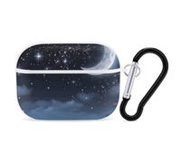 Nightsky Hanging Moon AirPods Pro 2 Case Cover, Shockproof Hard Shell Protective Case for Women Men, Compatible with Airpod Pro Case 2nd/1st Generation with Keychain-White