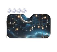 Nightsky Hanging Moon Stars Car Windshield Sun Shade Foldable Auto Front Window Sunshade Protection Universal Windshield Cover Sun Shade Keep Your Vehicle Cool Auto Interior Accessories