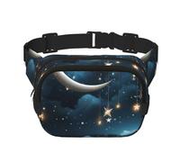 Nightsky Hanging Moon Stars Fanny Pack For Women Waterproof Adjustable Belt Bags Waist Pack Fashion Casual Crossbody Bags Bum Bag For Running Workout Hiking Traveling, Black, One Size