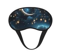 Nightsky Hanging Moon Stars Sleep Mask for Side Sleeper Soft Breathable Sleeping Eye Mask Blackout Silk Eye Sleep Shade Cover with Elastic Strap Night Blindfold for Women Men Travel Nap