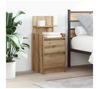 Nightstand 2-Drawer Artisan Oak Engineered Wood Bedside Table 38x34x80cm Storage