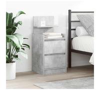 Nightstand 2-Drawer Concrete Grey Engineered Wood 38x34x80 cm Modern Compact Top