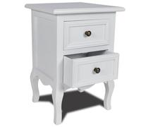 Nightstand 34.5x30x49cm White MDF 2-Drawer Compact Bedside Table Handmade Finish