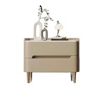 Nightstand Bedside Table Bedside Cabinet with Glossy Stone Panel Top,Artificial Leather,2 Silent Drawers and Open Shelf No Assembly Required Gold-Plated Legs A,40 * 40 * 48cm