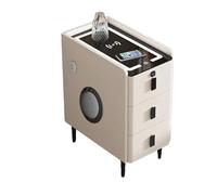 Nightstand Bedside Table Bedside Cabinet with Wireless Charger Fingerprint Lock 3 Drawers Bluetooth 5.0 Speaker Touch LED Light USB Port Modern Minimalist Furniture A,30 * 40 * 60cm