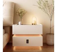 Nightstand Bedside Table Bedside Cabinet with Wireless Charging 3-Color Touch Light Bluetooth Speaker Password Lock Solid Wood 6 Colors A,40 * 40 * 49cm