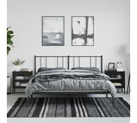 Nightstand Bedside Table Black 50x35x60cm Powder-Coated Steel & Fluted Glass 2pc