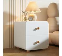Nightstand Bedside Table Side End Table Modern Cream Style Bed With 2 Drawers Large Capacity For Bedroom Living Room White