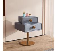 Nightstand Bedside Table with Two Drawers, Creative Rotating Design, Modern Minimalist High-value Girly End Table for Bedroom
