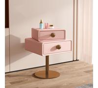 Nightstand Bedside Table with Two Drawers, Creative Rotating Design, Modern Minimalist High-value Girly End Table for Bedroom
