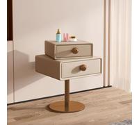 Nightstand Bedside Table with Two Drawers, Creative Rotating Design, Modern Minimalist High-value Girly End Table for Bedroom