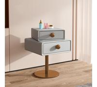Nightstand Bedside Table with Two Drawers, Creative Rotating Design, Modern Minimalist High-value Girly End Table for Bedroom