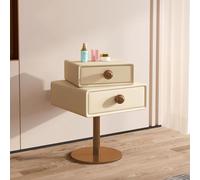 Nightstand Bedside Table with Two Drawers, Creative Rotating Design, Modern Minimalist High-value Girly End Table for Bedroom