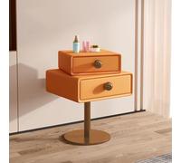 Nightstand Bedside Table with Two Drawers, Creative Rotating Design, Modern Minimalist High-value Girly End Table for Bedroom
