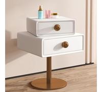 Nightstand Bedside Table with Two Drawers, Creative Rotating Design, Modern Minimalist High-value Girly End Table for Bedroom
