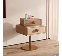 Nightstand Bedside Table with Two Drawers, Creative Rotating Design, Modern Minimalist High-value Girly End Table for Bedroom