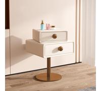 Nightstand Bedside Table with Two Drawers, Creative Rotating Design, Modern Minimalist High-value Girly End Table for Bedroom