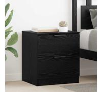 Nightstand Black Oak 45x39x50cm Engineered Wood 2pc Drawer & Open Shelf Compact
