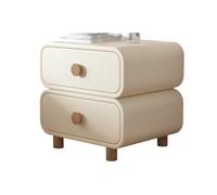 Nightstand Cream Style Bedside Table, Bedroom Solid Wood Leather Bedside Table, Simple Modern Small Storage Cabinet Bedroom Furniture