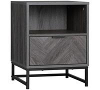 HOMCOM Bedside Table, Sofa Side Table W/ Drawer & Shelf Living Room, Bedroom in Grey HOMCOM Grey
