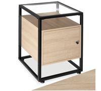 Tectake Nightstand Dudley With 3 Shelves, Magnetic Door - Light Brown