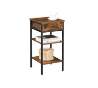 Nightstand End Table Industrial Accent Table, Rustic Brown + Black