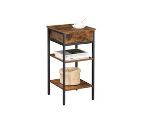 Nightstand End Table Industrial Accent Table, Rustic Brown + Black