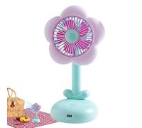 Nightstand Fan - Flower Small Quiet Fan Personal Cooling | Rechargeable Air Circulator with Night Light for Women Girls Fishing Camping Hiking Travel Picnic Bedroom School