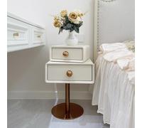 Nightstand for Bedroom, 360° Rotating Desktop Bed End Table, Carbon Steel Base, with Double Layer Drawer, Side Bedside Table Microfiber Leather