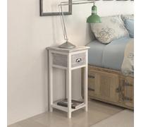 Nightstand Grey & White Paulownia Wood 30x30x63cm Bedside Table with Drawer Top