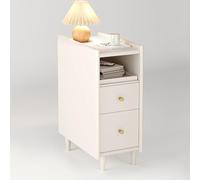 Nightstand, Mid Century Modern Bedside Table With Solid Wood Legs, Minimalist And Practical End Side Table With Open Storage Shelf, Easy Assembly(White,25 * 41 * 51CM)