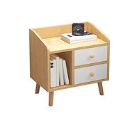 Nightstand,Multifunctional White BedZYCHSJXA with Double Drawers & Open Storage, Minimalist Bedroom Organizer Shelf in Oak Finish - Perfect for Small Spaces