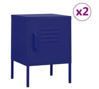 Nightstand Navy Blue Steel 35x35x51cm Adjustable Shelf Lockable for bed w/levs.